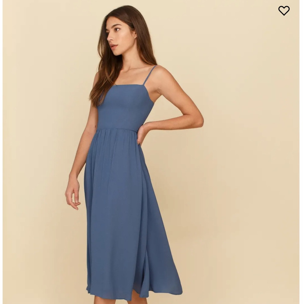 Reformation dress blue square neck size 6